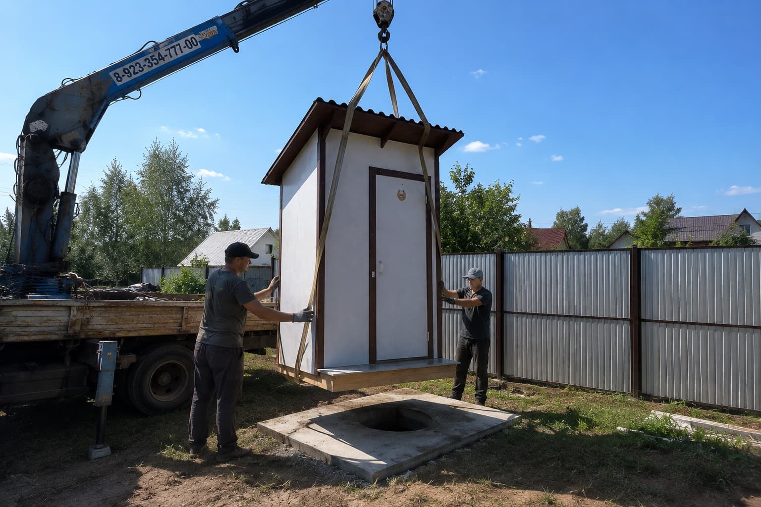 Доставка готового туалета кран-бортом